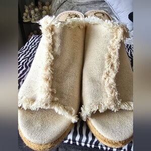 Circus by Sam Edelman Cream Fringed Slide Mules